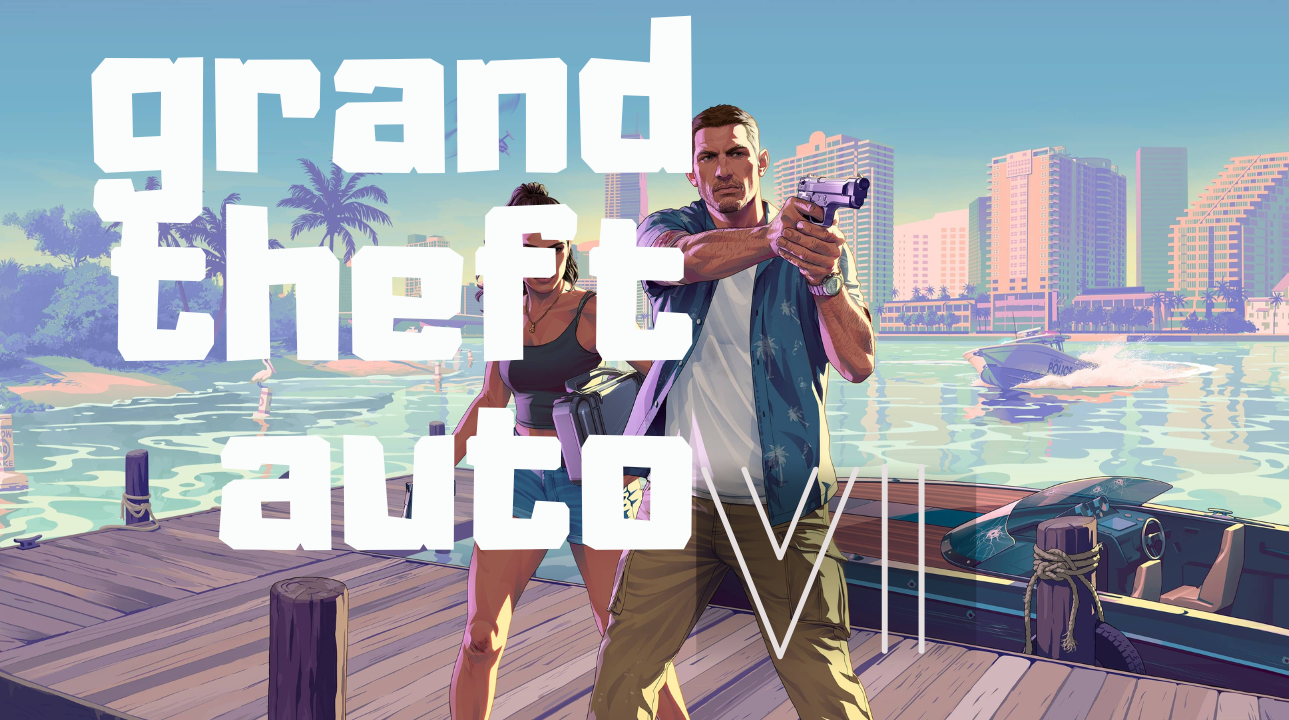 Official Grand Theft Auto VI artwork showcasing a sunny Vice City backdrop with central characters.Official Grand Theft Auto VI artwork showcasing a sunny Vice City backdrop with central characters.