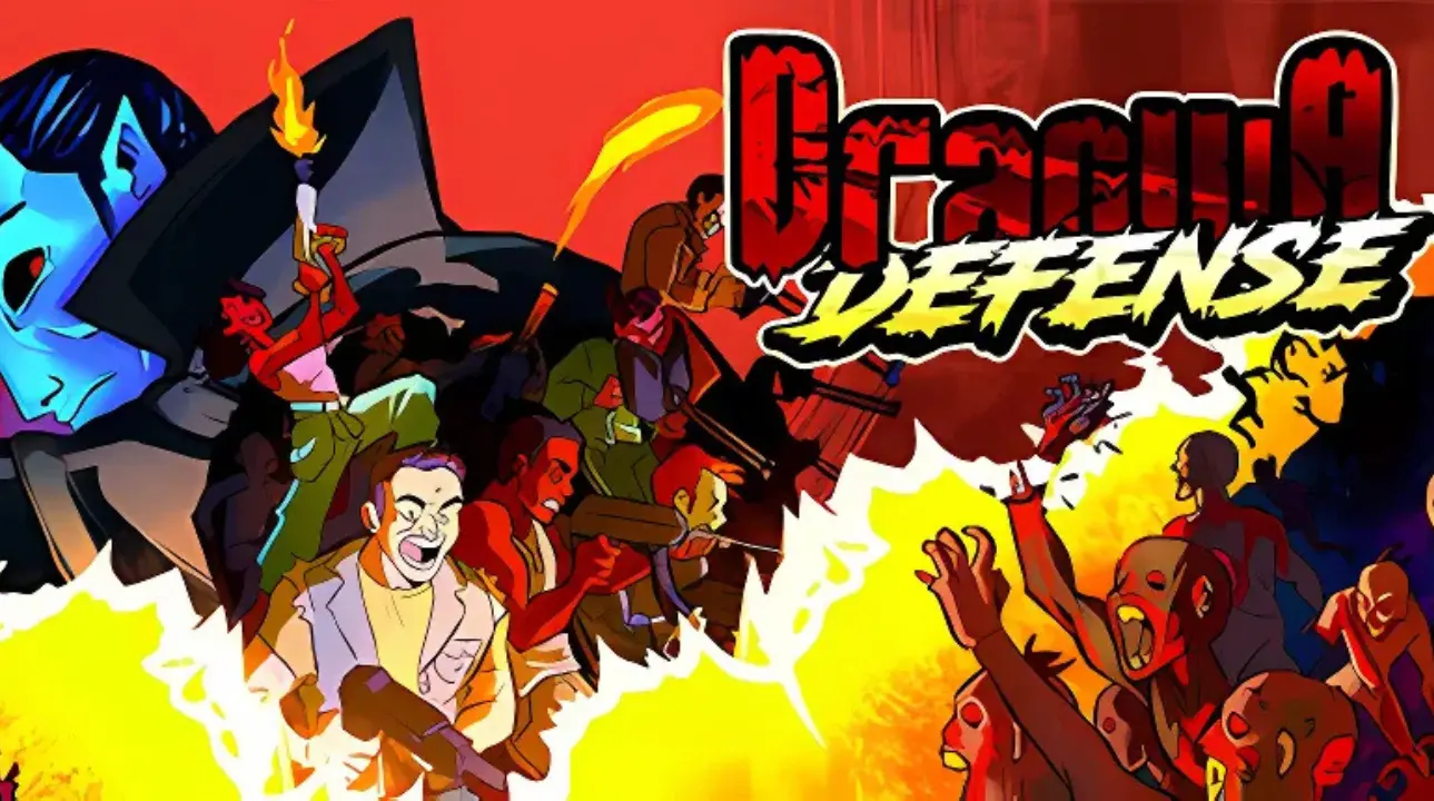 Dracula Defense game art with heroes battling zombie hordes