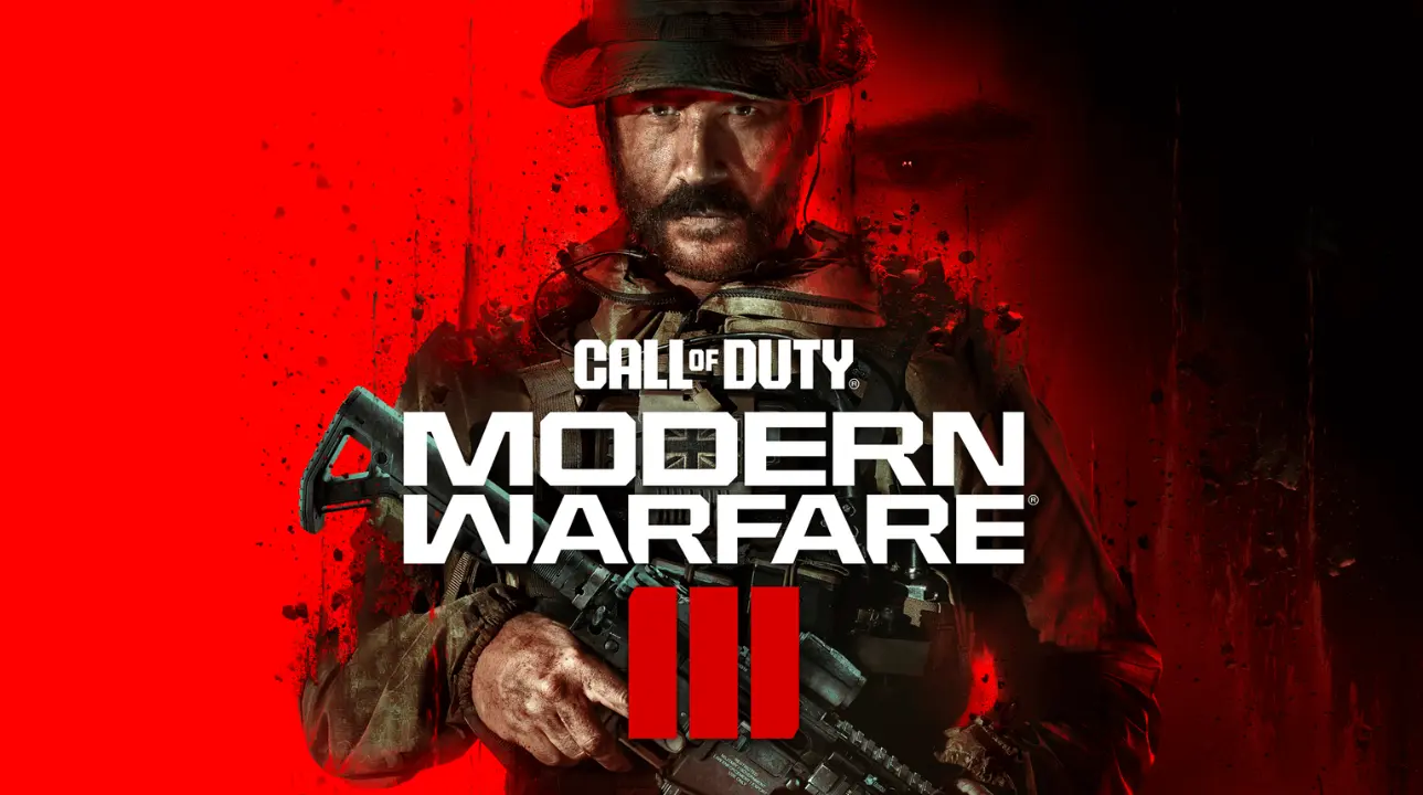 Promotional image of Call of Duty: Modern Warfare III featuring a soldier with a rifle, red background, and the MW3 logo prominently displayed.