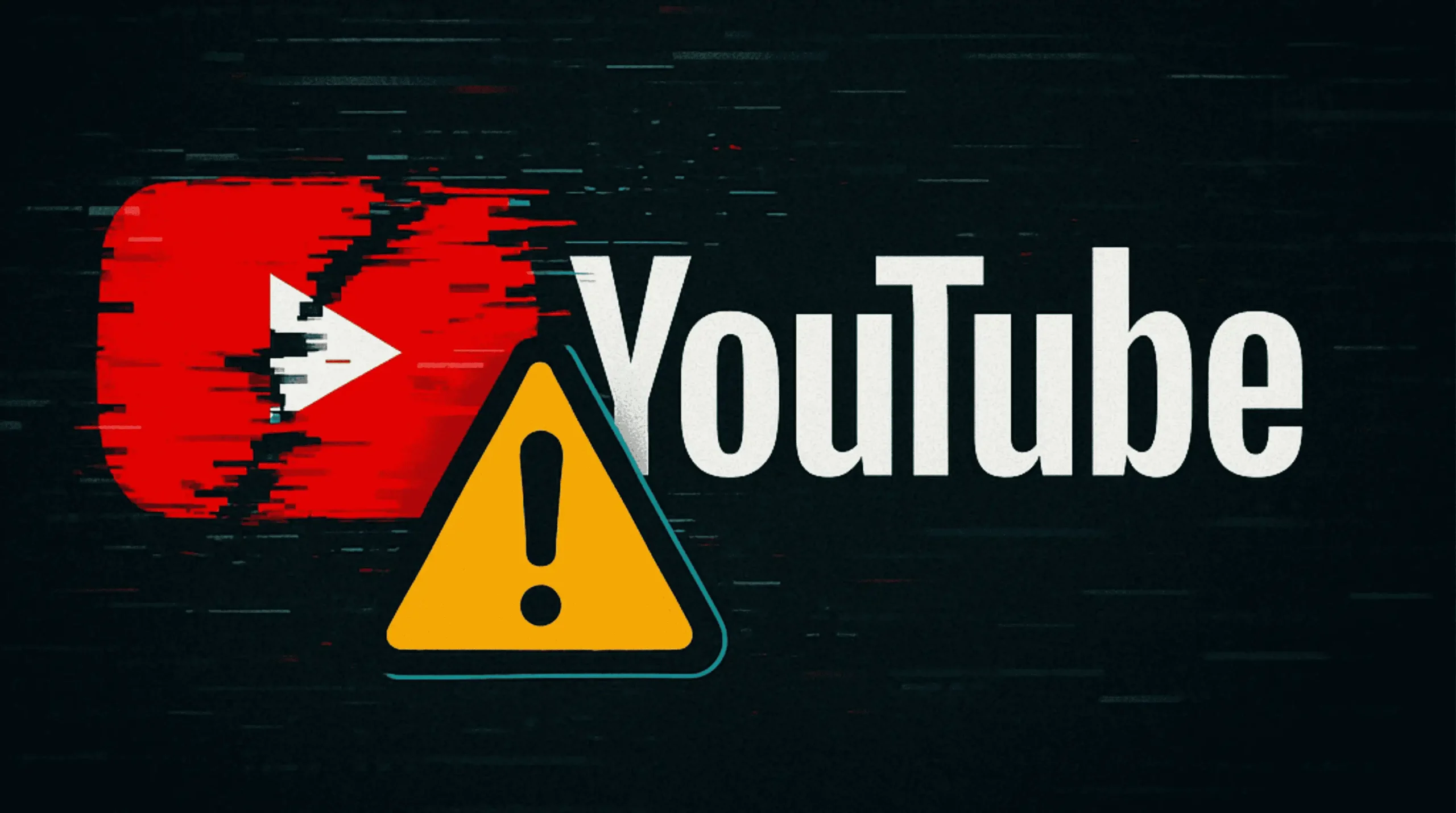 Warning sign and YouTube logo representing a scam alert for fake Subnautica 2 early access offers.