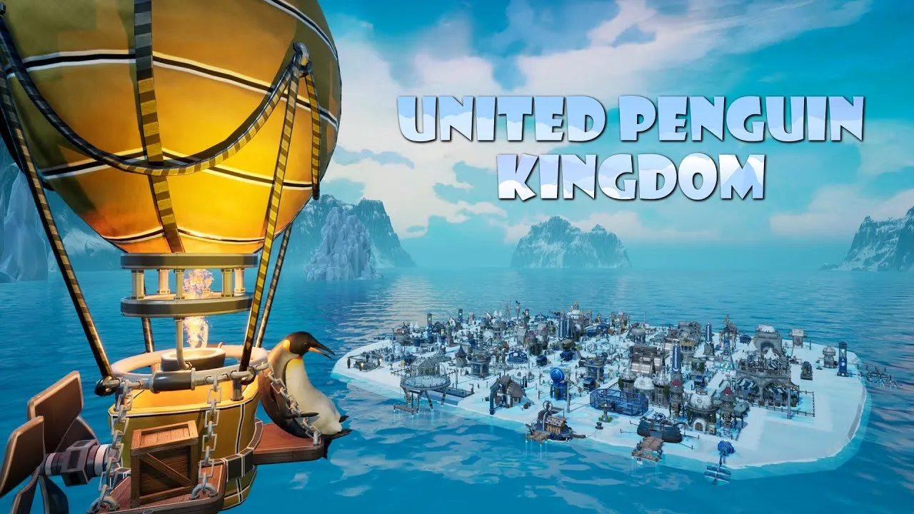 United Penguin kingdom colony layout with igloos and structures