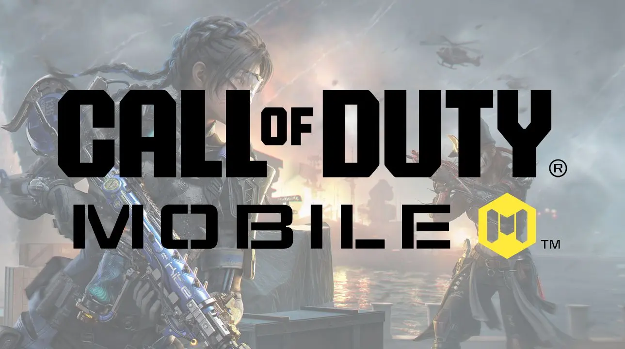 Call of Duty Warzone Mobile logo over a cloudy battlefield background