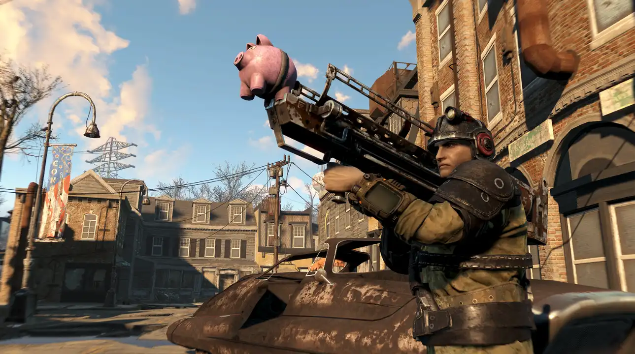 Soldier aims Fallout 4 pig-launcher in updated Commonwealth