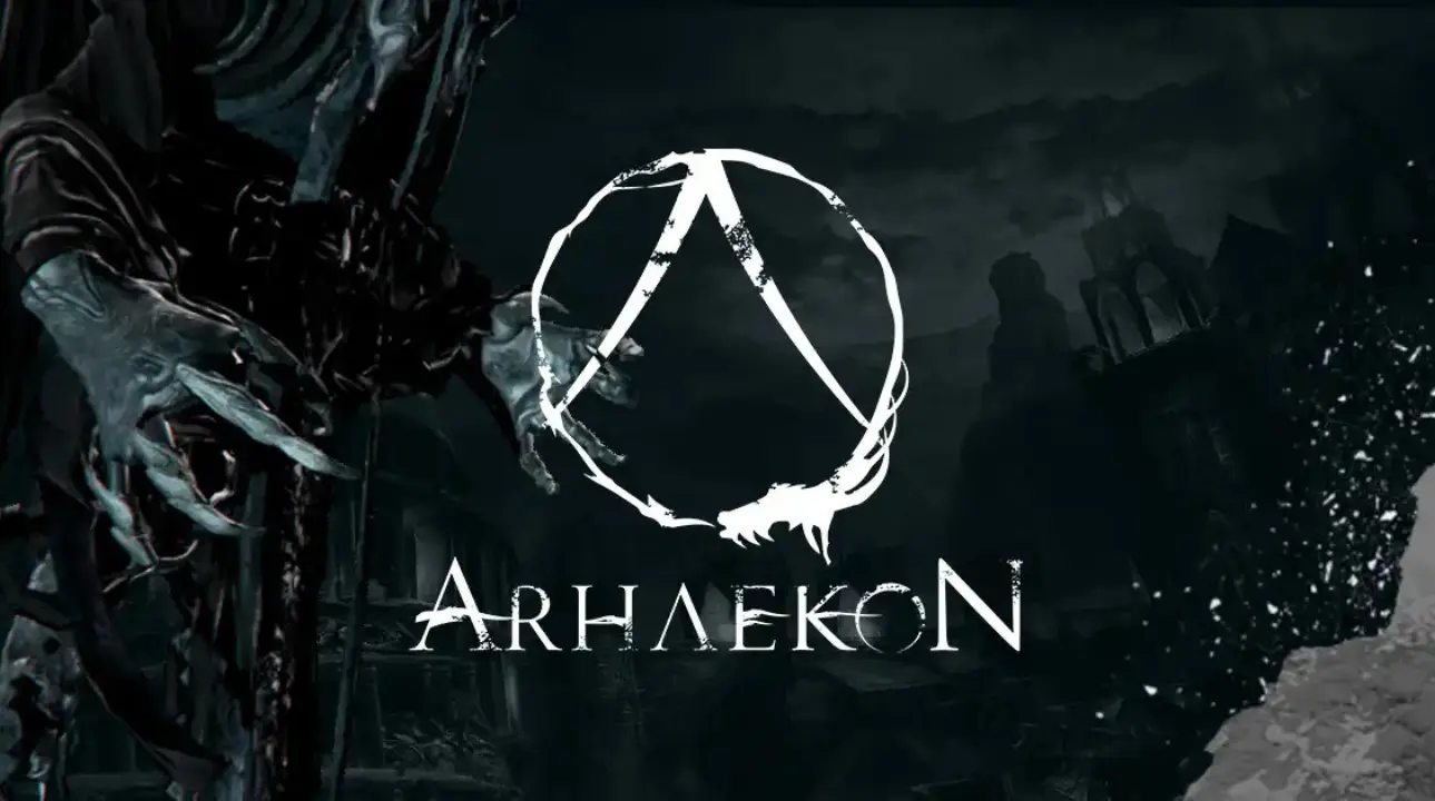 ARHAEKON game logo with dark fantasy creature background