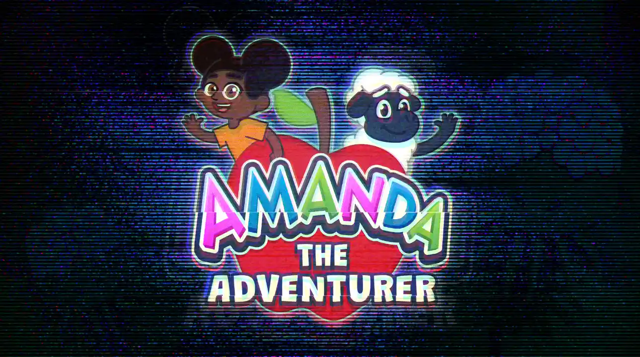 Amanda the Adventurer VHS-style logo with Amanda and Wooly