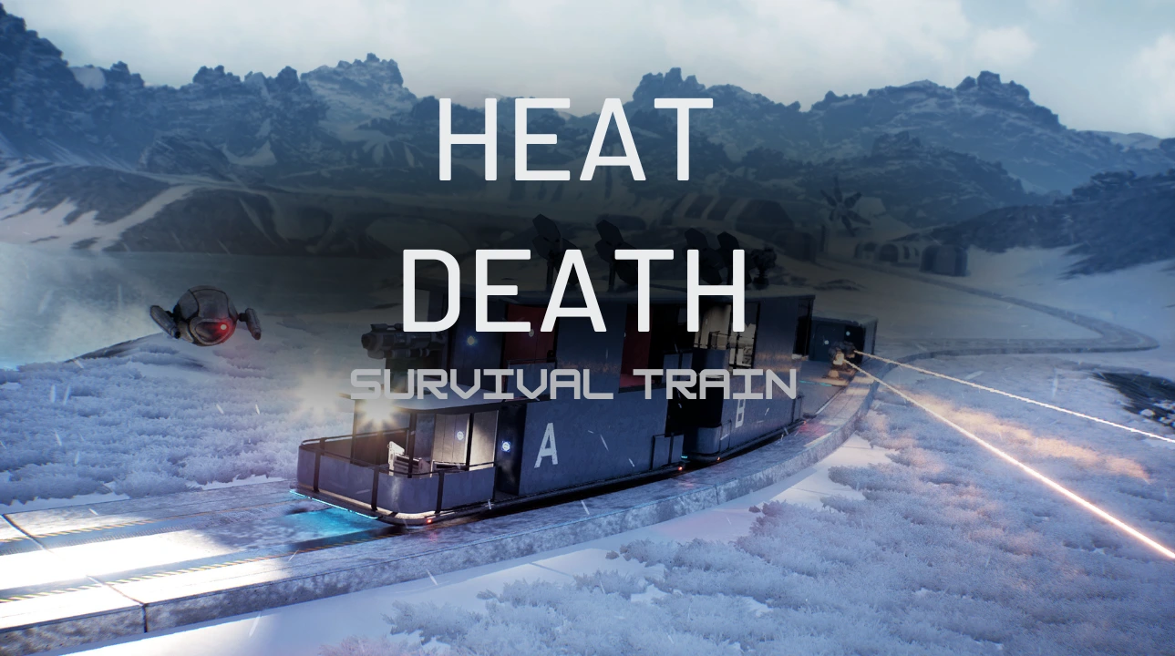 Battle train in a frozen wasteland from Heat Death: Survival Train.