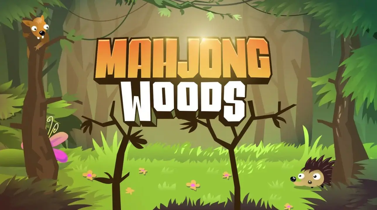 Mahjong Woods Xbox puzzle adventure game logo with enchanted forest theme