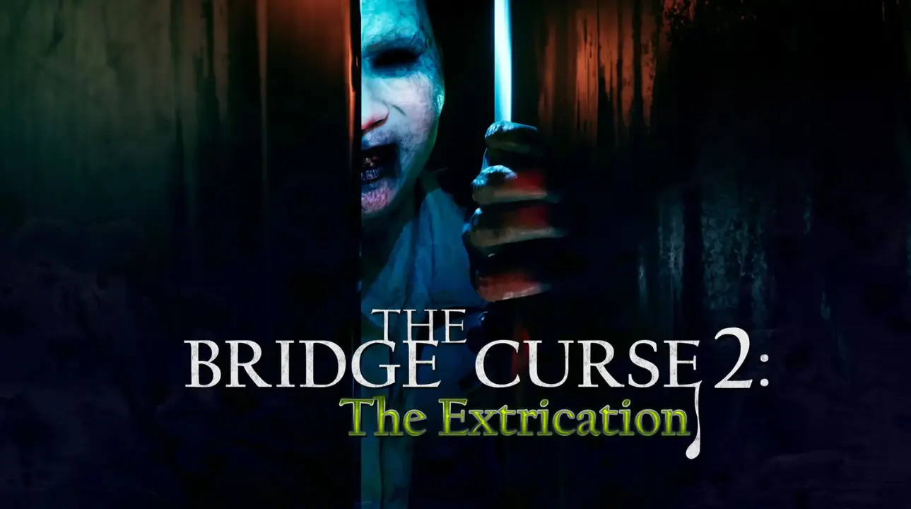 Promotional artwork for The Bridge Curse 2: The Extrication featuring a ghostly figure on campus