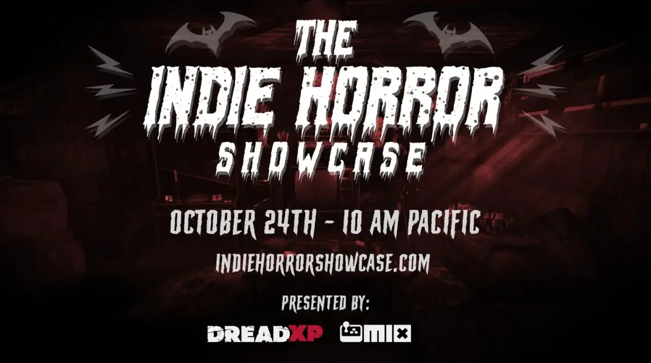 Official banner for the October 24th 2024 Indie Horror Showcase presented by DreadXP and The MIX