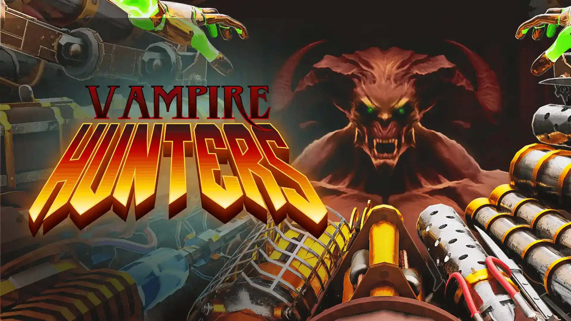 Key art from Vampire Hunters 1.0 showing steampunk vampire hunter in action