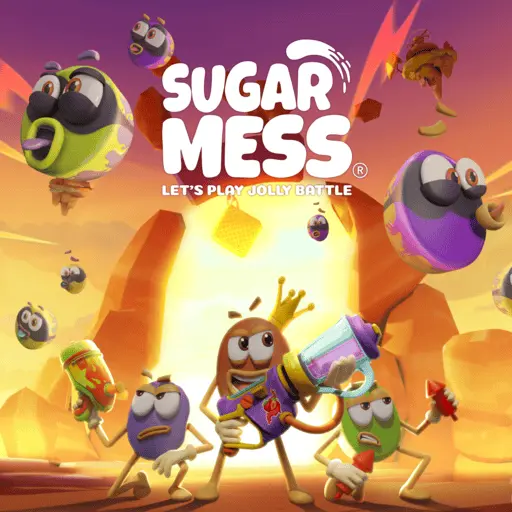Sugar Mess VR cover art featuring the Sugar Prince and candy enemies in a vibrant world