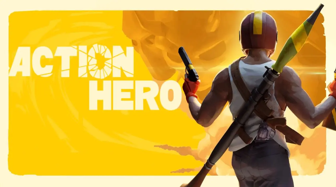 VR screenshot from Action Hero VR game showing player in an action pose