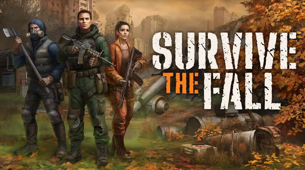 Survive the Fall key art showing survivors in a post-apocalyptic world with autumn scenery.