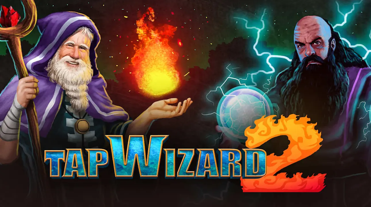Tap Wizard 2 pixel art heroes casting spells in retro fantasy style