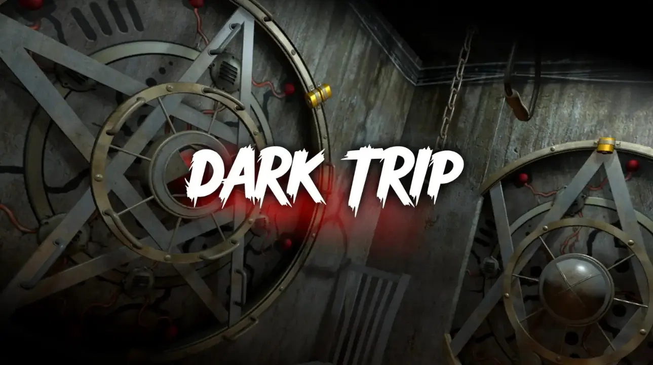 Dark Trip VR horror game logo featuring industrial and psychedelic design elements