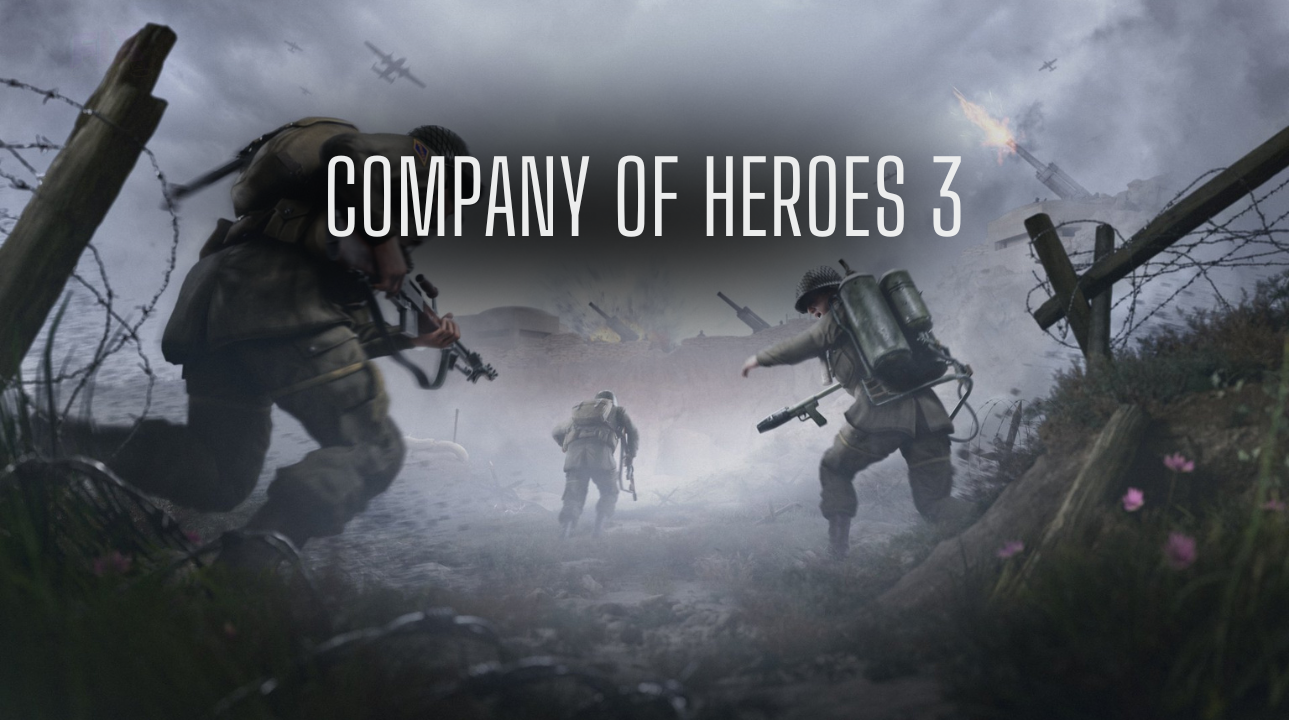 Soldiers storm a war-torn battlefield in Company of Heroes 3 artwork