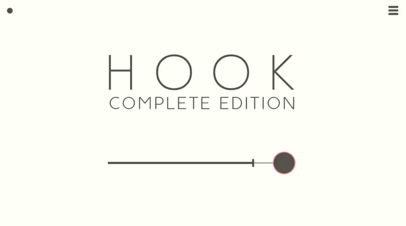 Screenshot from Hook: Complete Edition showing minimalist puzzle mechanics with relaxing visuals, now available on Xbox and Nintendo Switch.