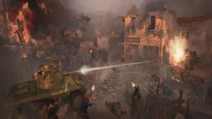 Fierce urban firefight in Ortona with U.S. forces in Company of Heroes 3