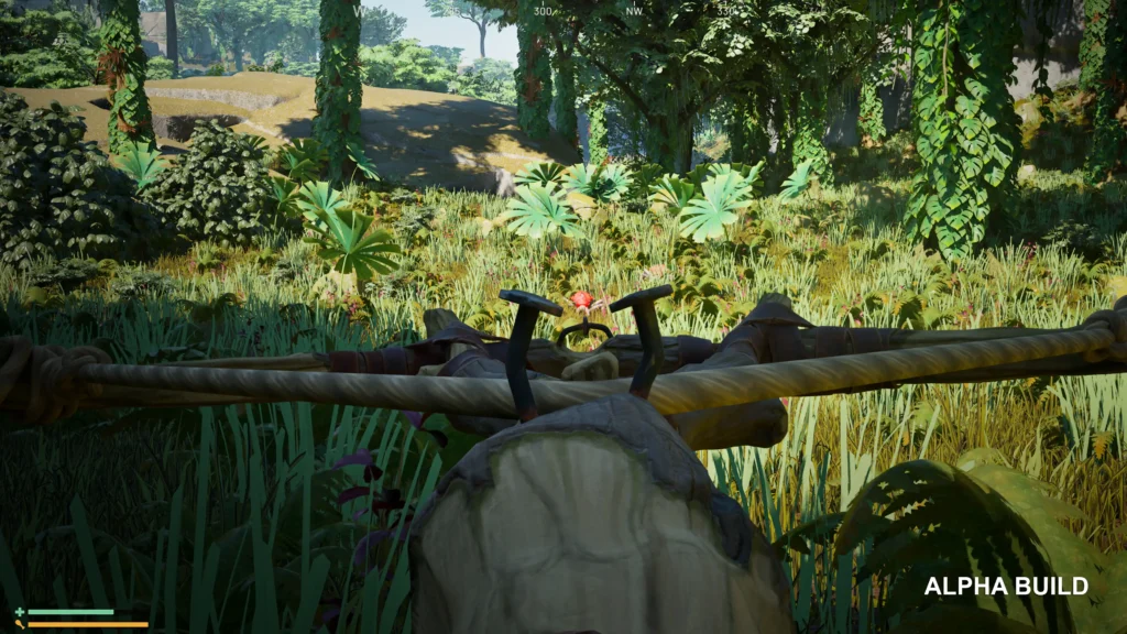 Player aiming a crossbow and shooting at a crab creature