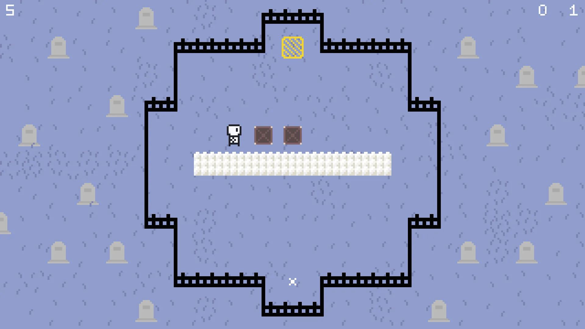 A puzzle level from Cryptigma, showcasing a top-down view of a maze-like room with a movable respawn point.