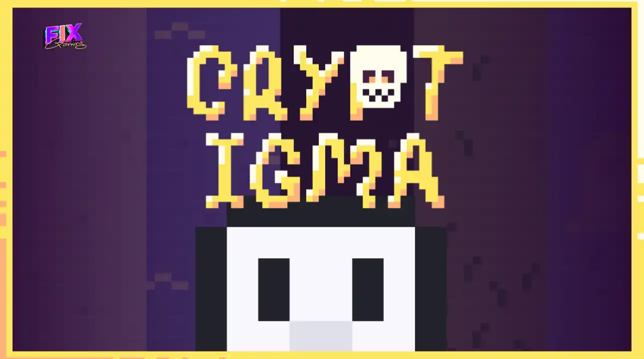 Cryptigma Game of the Week #5 logo with a quirky puzzle character from the game.