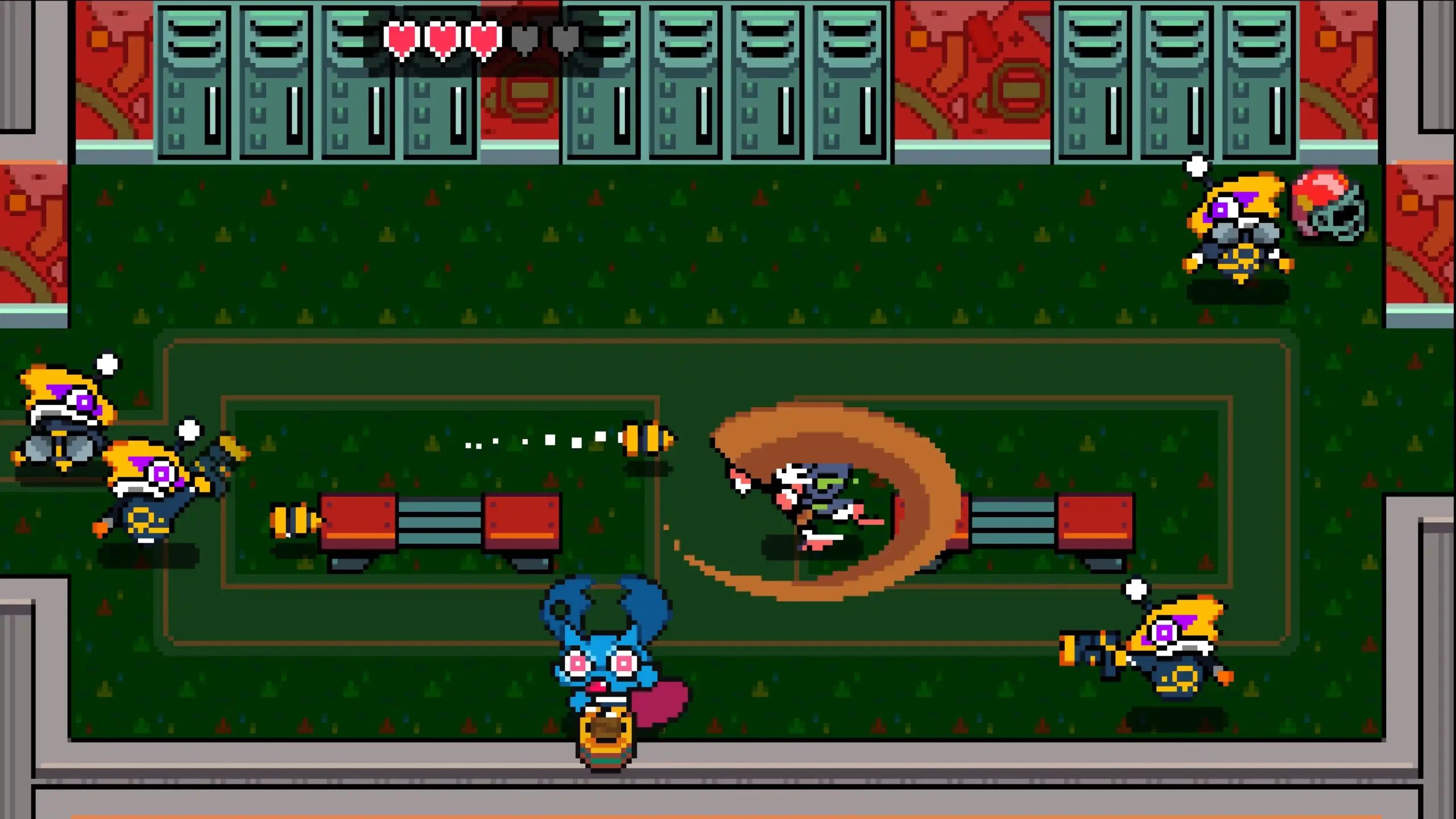 Screenshot of Pipistrello and the Cursed Yoyo gameplay showcasing a casino-themed environment with detailed pixel-art style.
