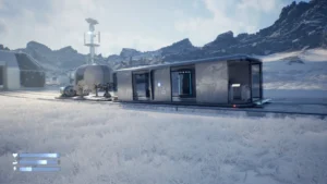 Train module near snowy outpost in Heat Death: Survival Train.