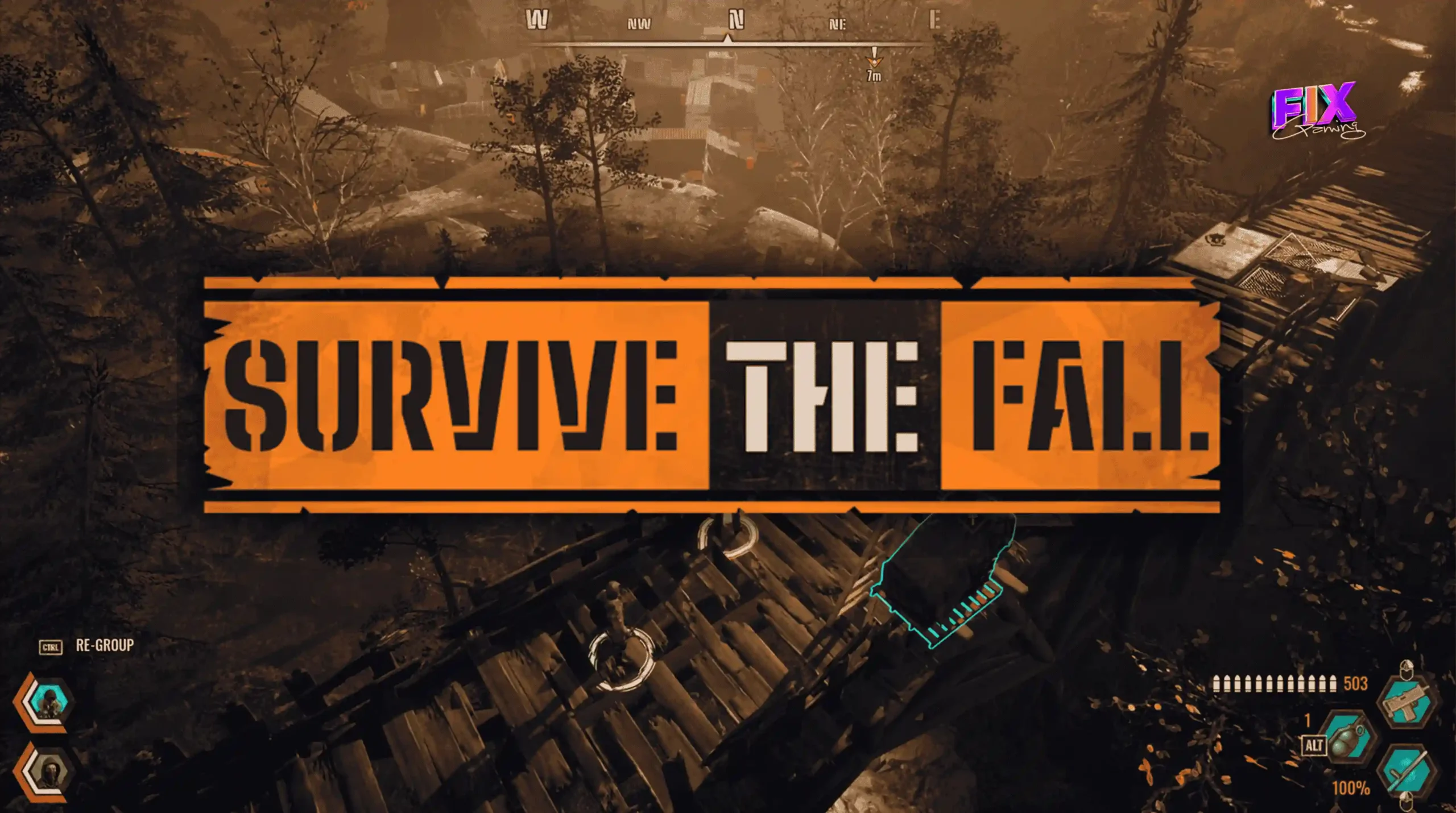 Survive the Fall screenshot showing survivors building a camp at night.