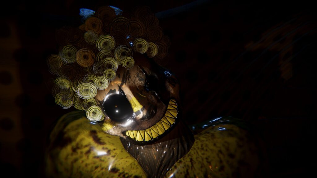 Close-up of a terrifying clown character from Clown Is Hungry, captured during a jumpscare moment in the demo.

