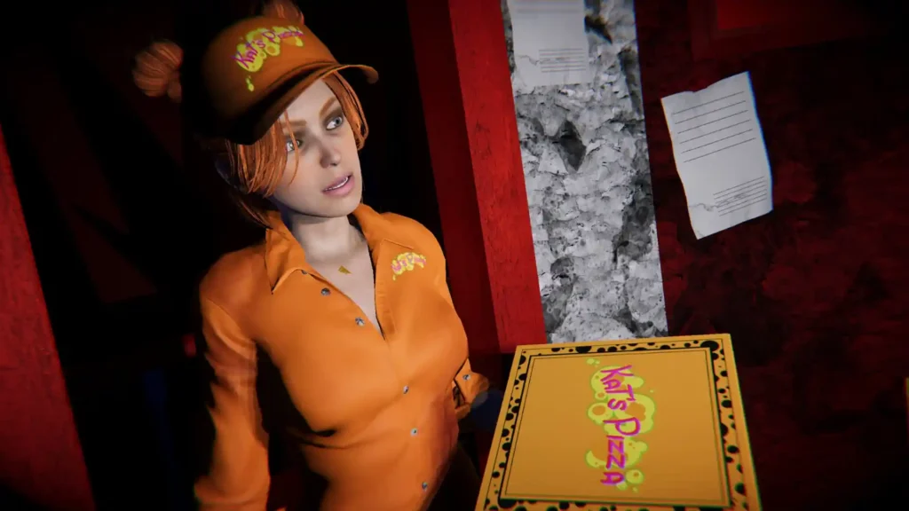 Main character encounters the clown in a tense hallway scene from the Clown Is Hungry demo.

