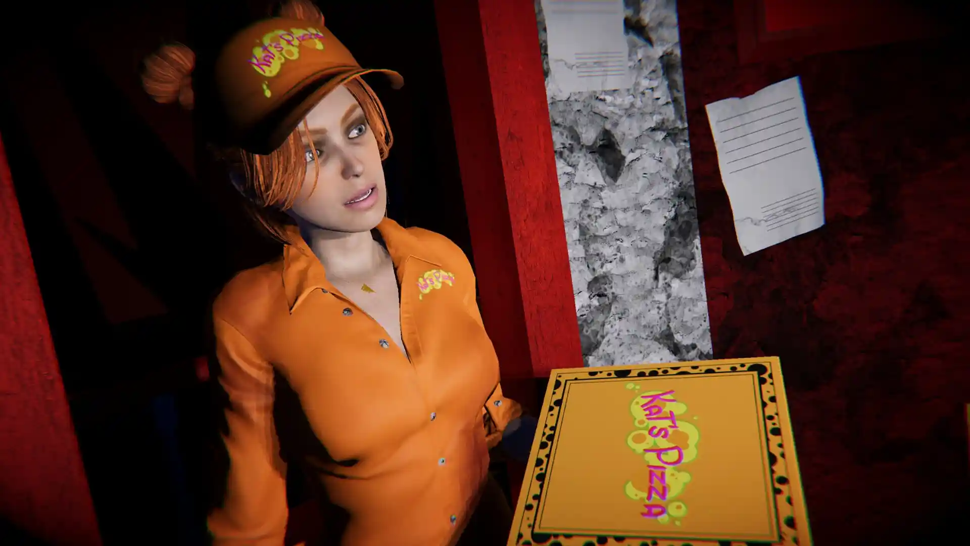 Main character encounters the clown in a tense hallway scene from the Clown Is Hungry demo.