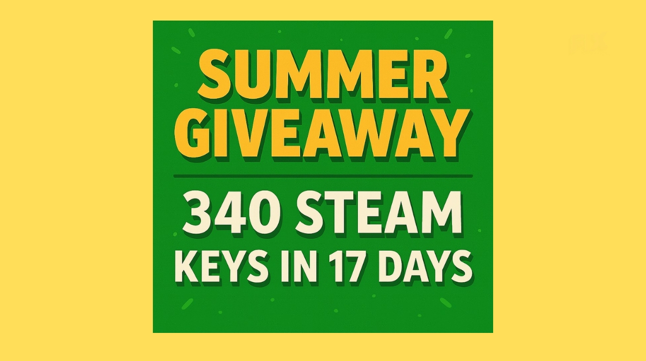 Summer Giveaway banner reading: 340 Steam Keys in 17 Days