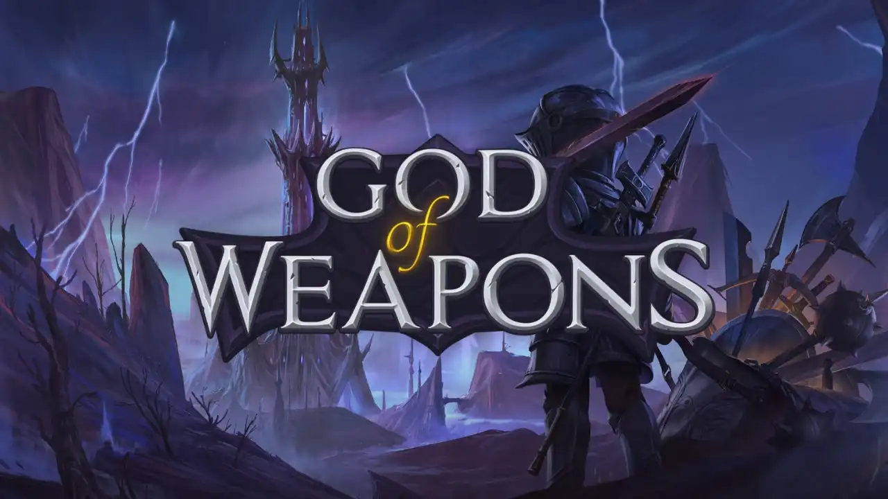 God of Weapons – PS5 key art with logo and armored character