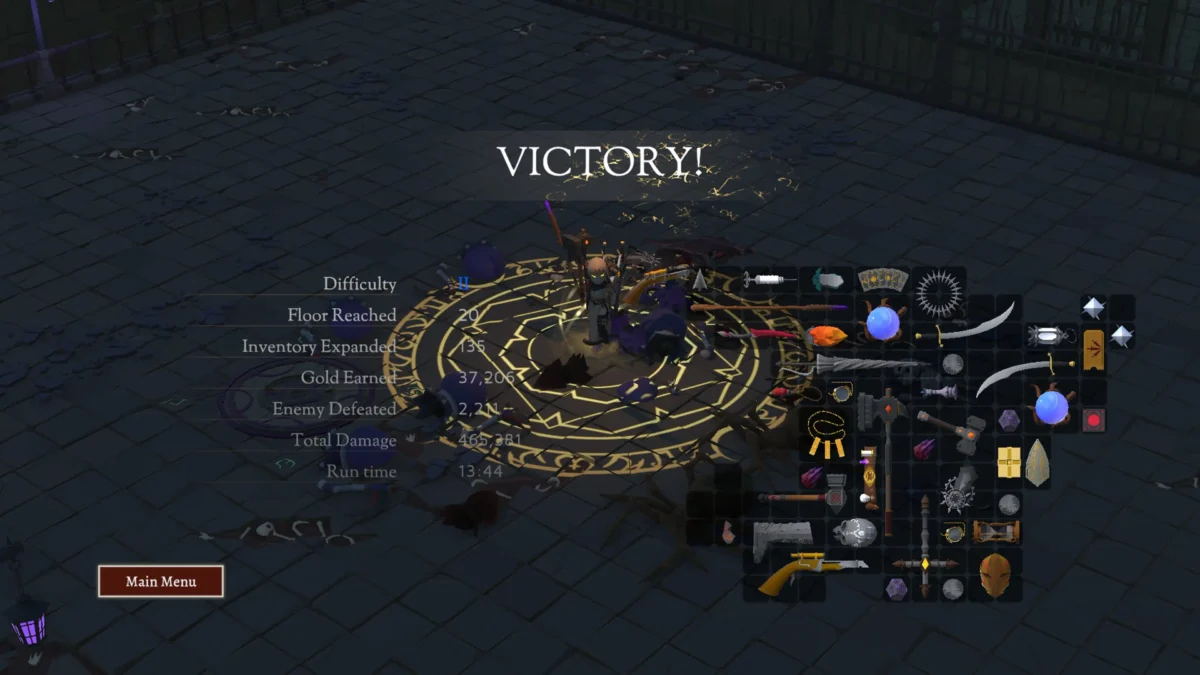 God of Weapons - PS5 inventory and victory screen