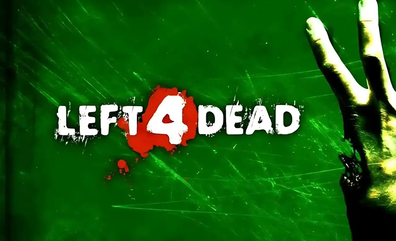 The Left 4 Dead game logo featuring a green decaying hand holding up four fingers, symbolizing the number of survivors
