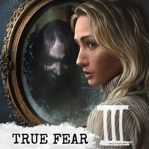 A frightened woman stares at a haunted mirror with a ghostly face behind the glass – cover art for True Fear: Forsaken Souls Part 3