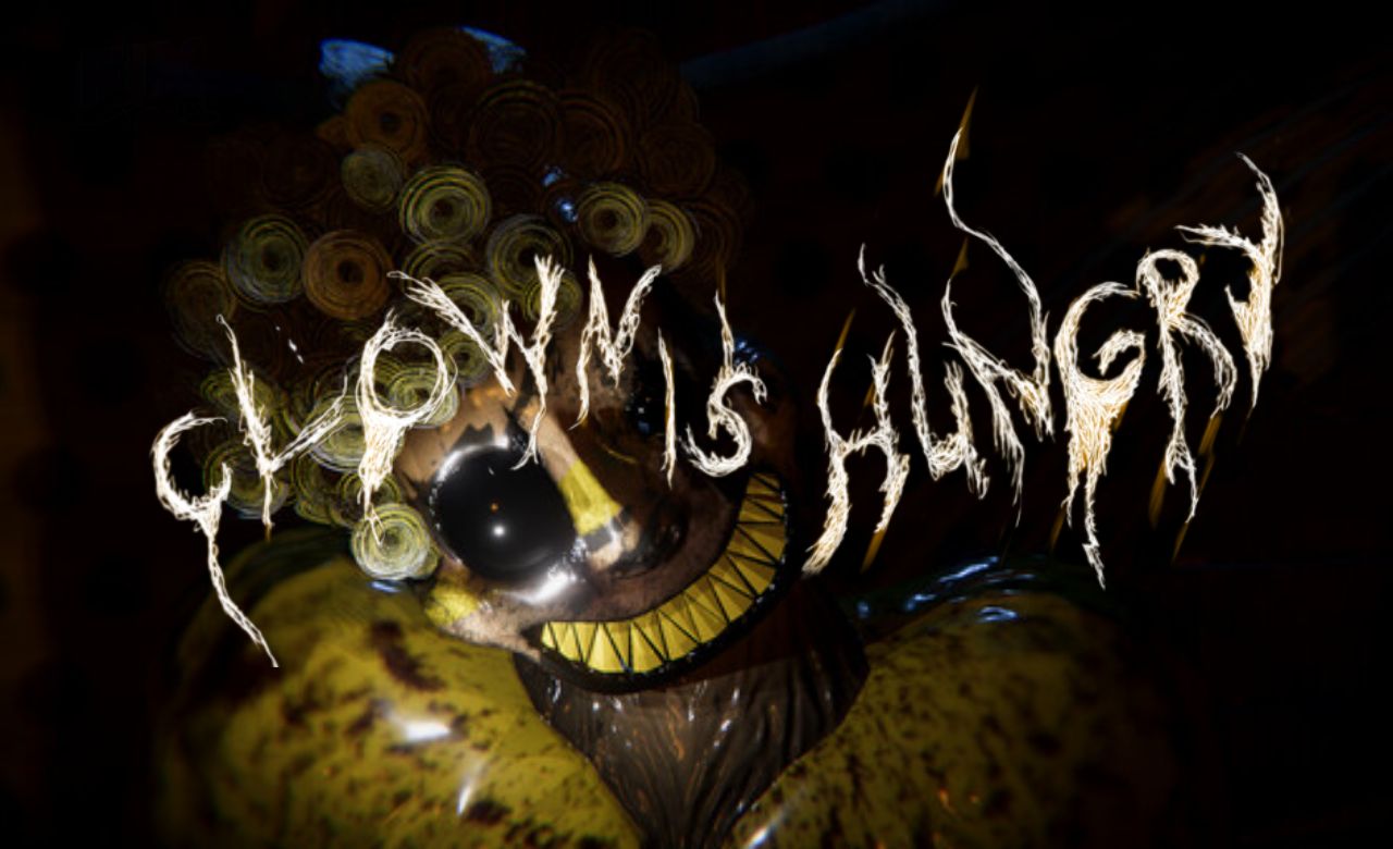 Close-up of a terrifying clown character from Clown Is Hungry, captured during a jumpscare moment in the demo.