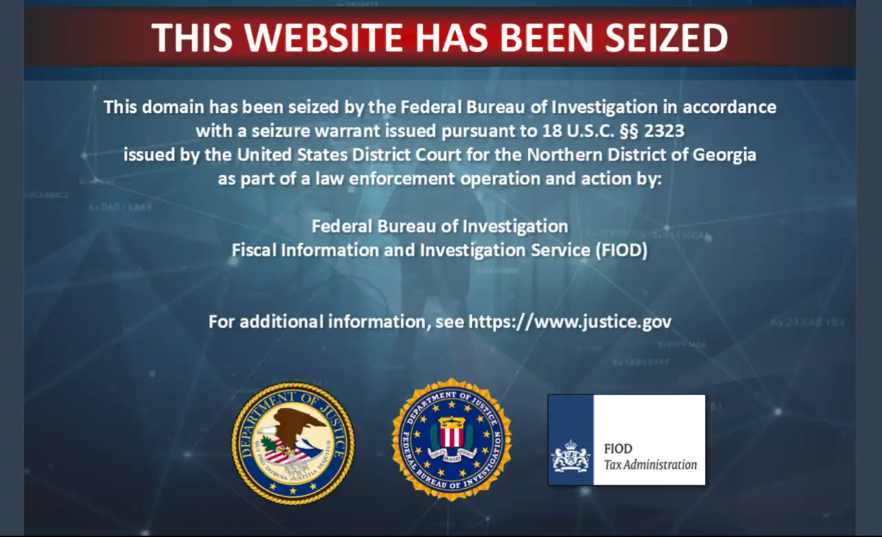 FBI seizure notice displayed on major video game piracy websites, July 2025