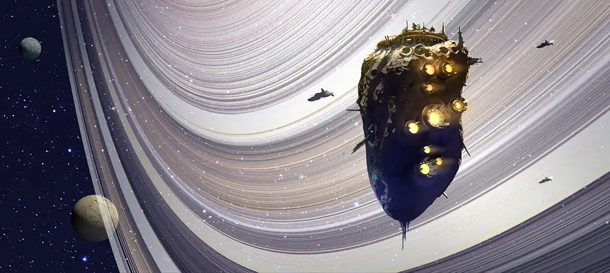 “The Revenge Sets Sail” — a stunning spacefaring concept piece by Fred Gambino, capturing the scale and elegance of interstellar exploration.