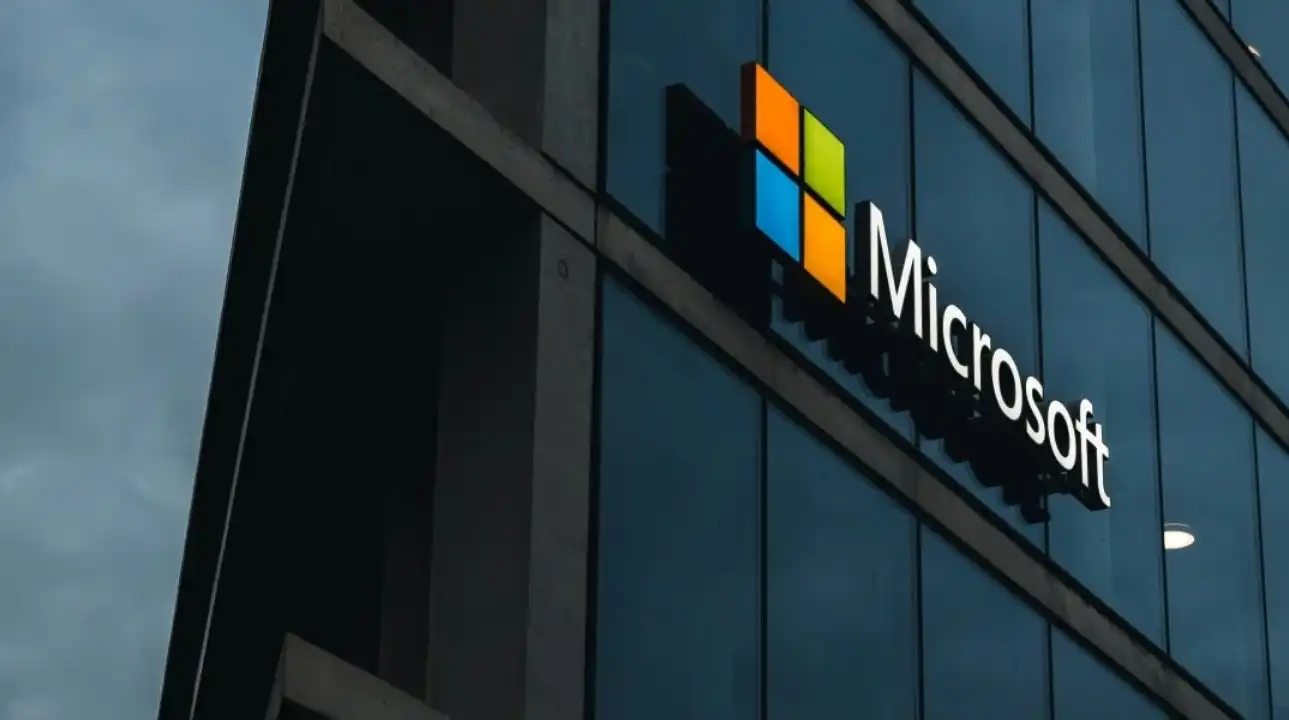 Microsoft headquarters building exterior with logo