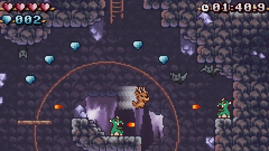Night stage with forest lighting and enemies in Ronny’s Climb