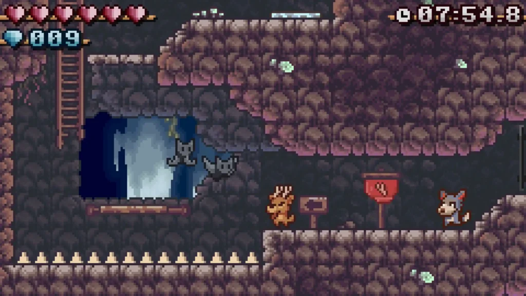 Cave exploration in Ronny’s Climb with hazards and NPCs