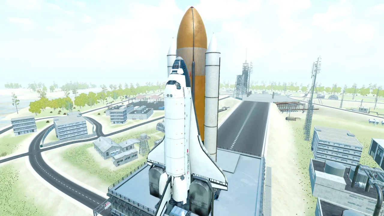 Space shuttle ready for launch on crawler-transporter in Giant Machines 2017