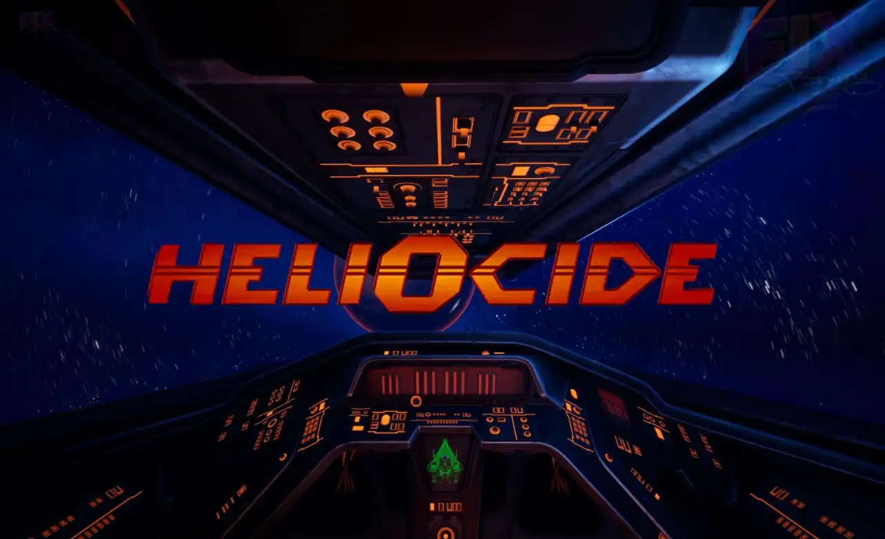 Heliocide title screen from the cockpit view