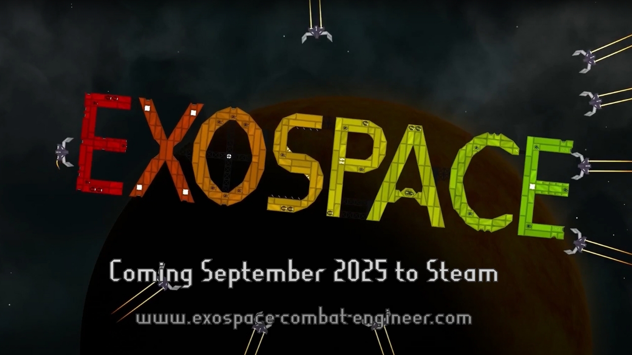 eXoSpace: Combat Engineer title card—“Coming September 2025 to Steam” over a planet backdrop
