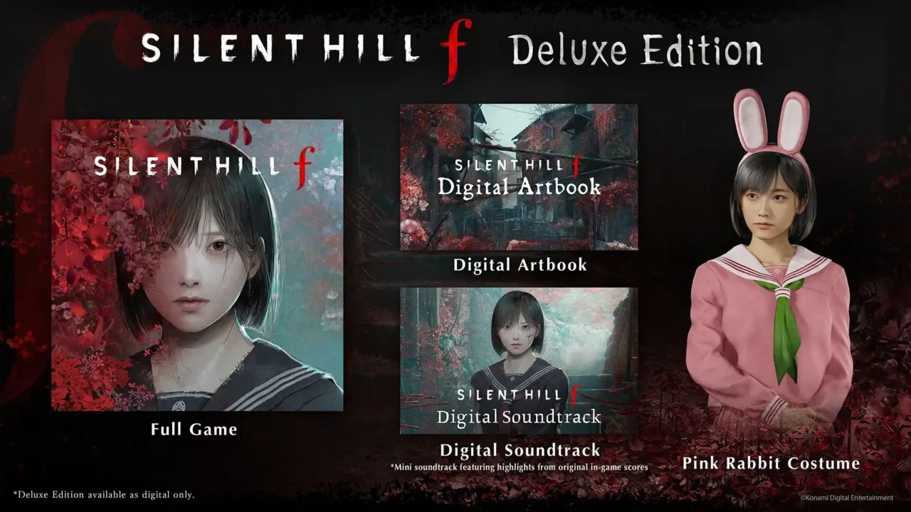 Silent Hill f Deluxe Edition contents: full game, digital artbook, digital soundtrack, Pink Rabbit costume