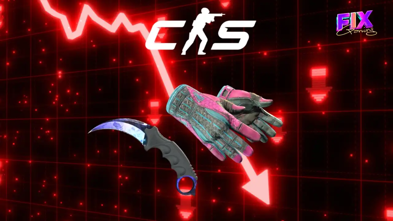 CS2 Skin Market Crash — Knife & Gloves on Red Downtrend