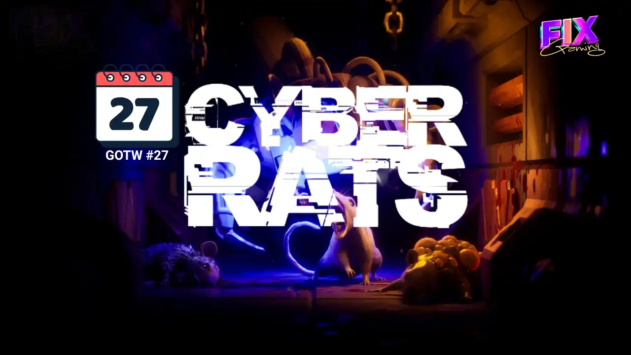 Cyber Rats — Game of the Week #27 header with lab rats in a dark corridor and blue glow