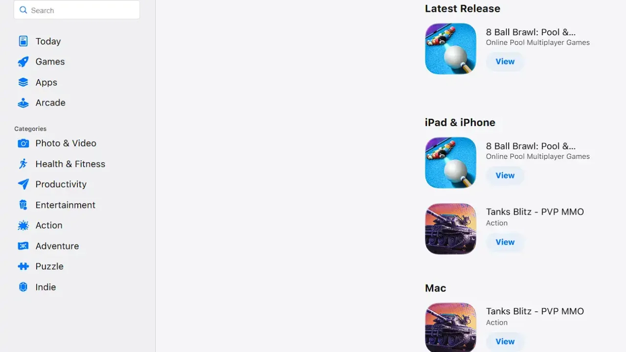 Apple developer profile for East-Games LLC listing Tanks Blitz among apps