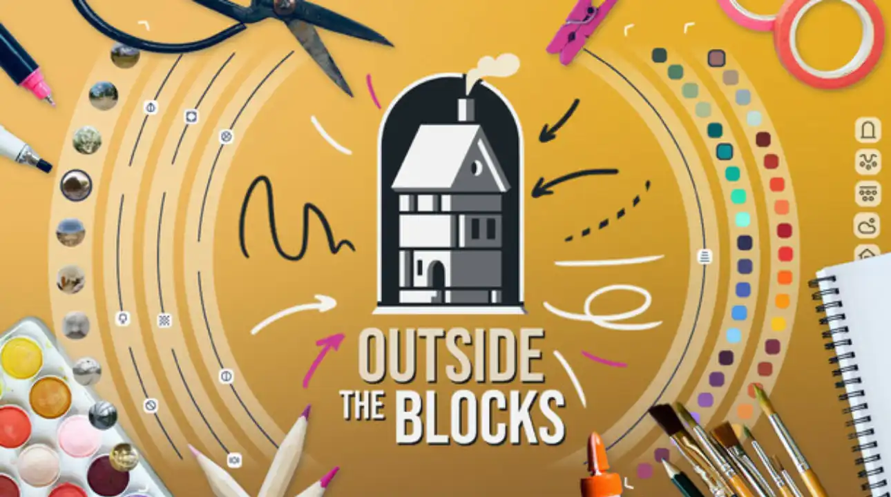 Outside the Blocks key art with logo and creative tools
